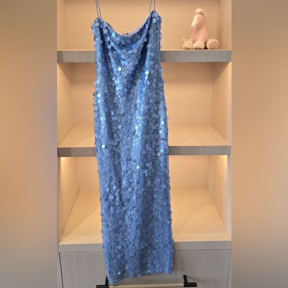 New Arrivals Blue Sequin Sleeveless Dress